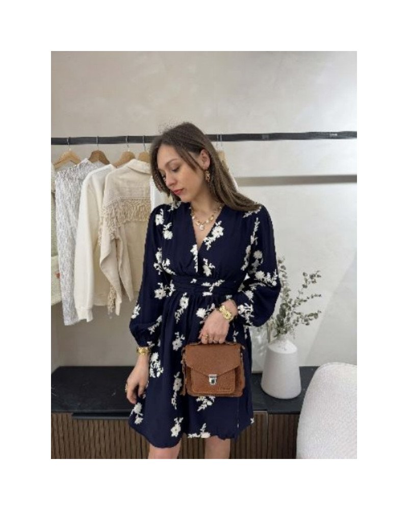 Robe bleu marine broderie