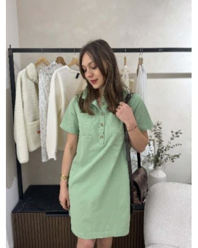 Robe droite en jean - Vert