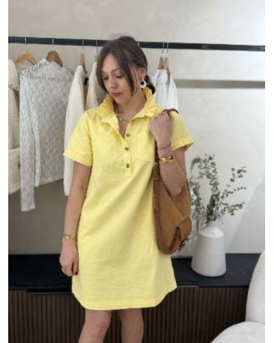 Robe droite en jean - Jaune