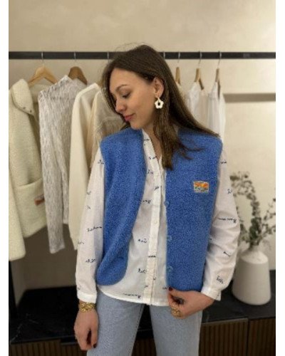 Gilet bouclette - Bleu