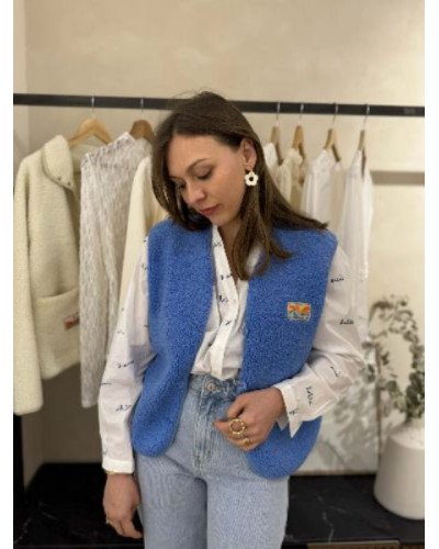 Gilet bouclette - Bleu