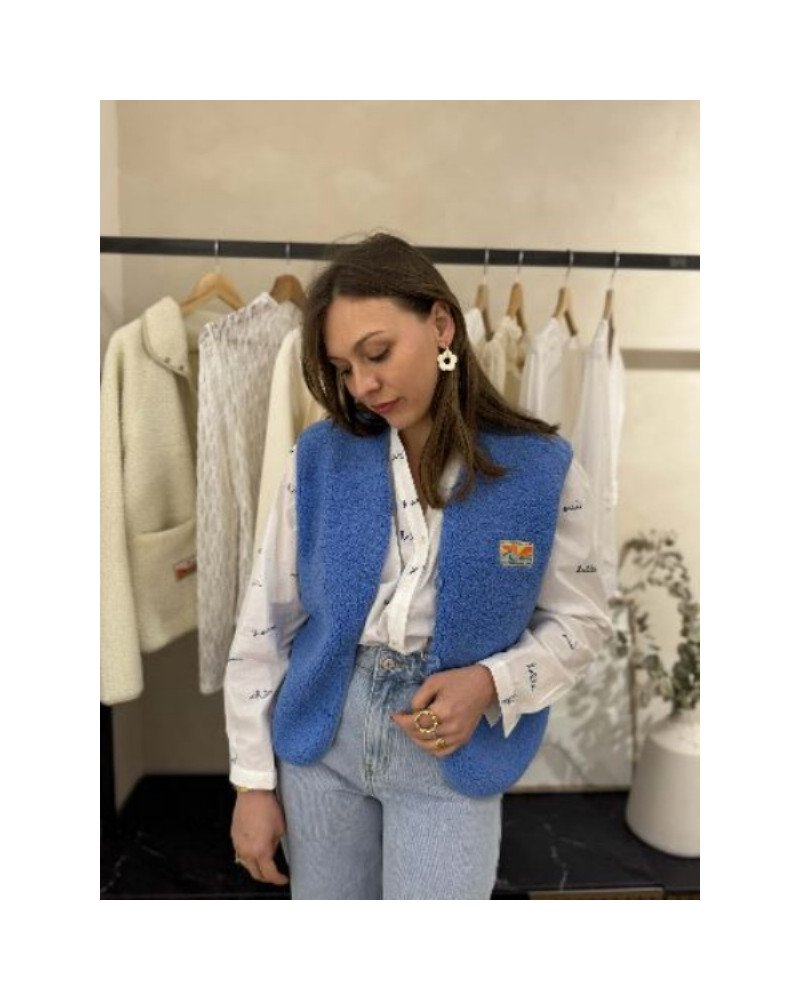 Gilet bouclette - Bleu