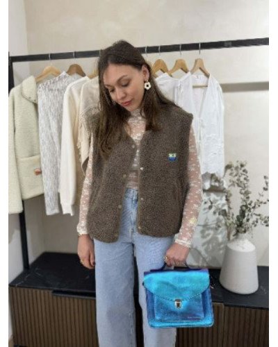 Veste bouclette taupe