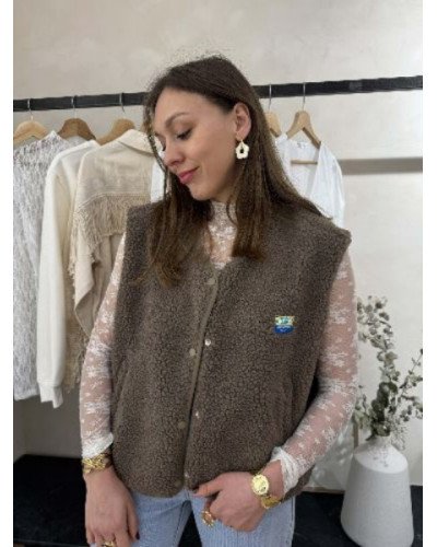 Veste bouclette taupe