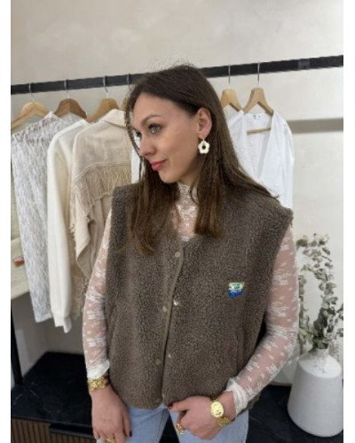 Veste bouclette taupe