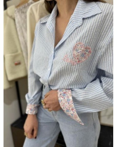 Chemise rayures et coeur liberty