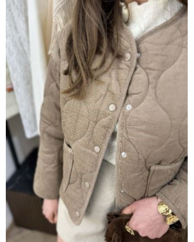 Veste velours matelassée taupe