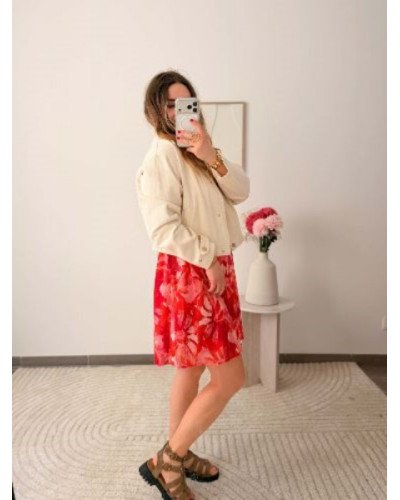 Robe imprimée rouge et rose – Style féminin et estival