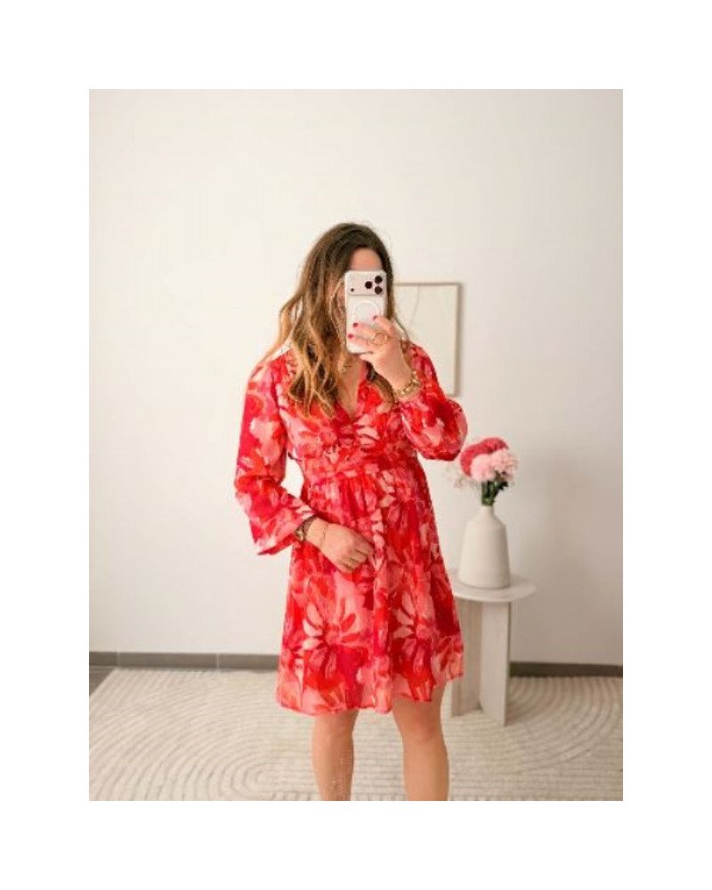 Robe imprimée rouge et rose – Style féminin et estival
