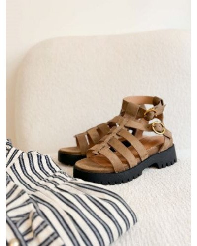 Sandale à larnières - Taupe