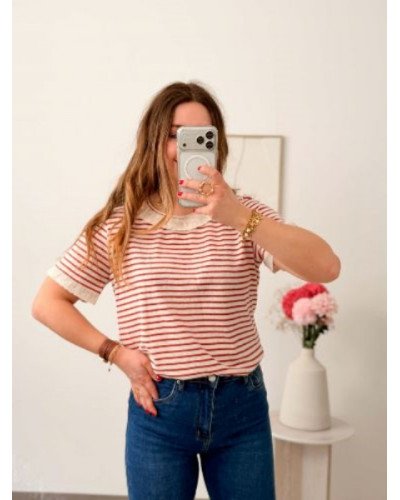 Top marinière - Rouge
