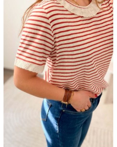 Top marinière - Rouge