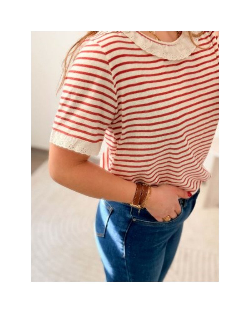 Top marinière - Rouge