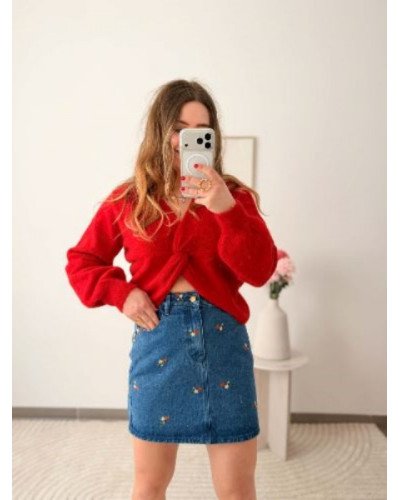 Pull rouge - Nouer reversible