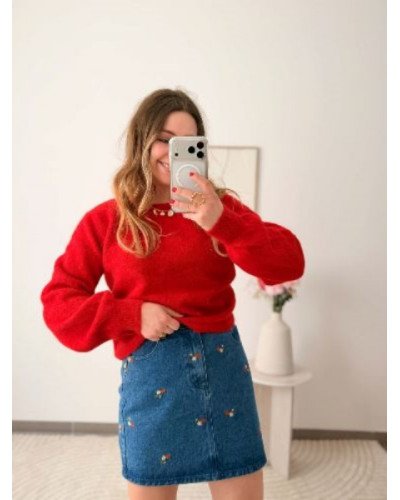 Pull rouge - Nouer reversible