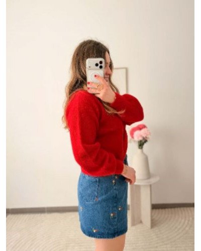 Pull rouge - Nouer reversible