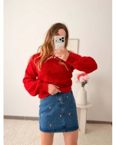 Pull rouge - Nouer reversible