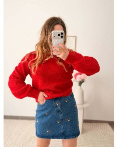 Pull rouge - Nouer reversible