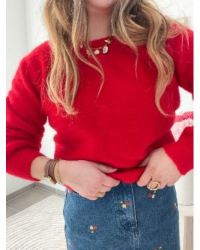 Pull rouge - Nouer reversible