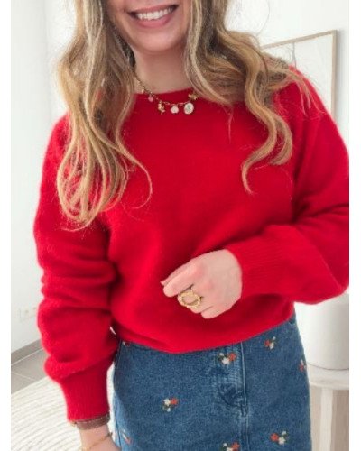 Pull rouge - Nouer reversible