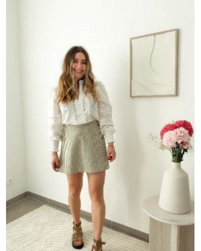 Jupe short - Vichy olive