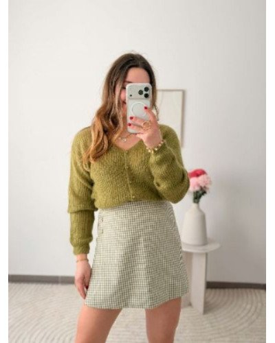 Jupe short - Vichy olive