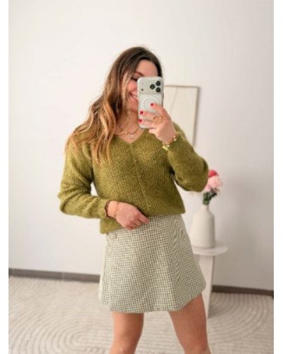 Jupe short - Vichy olive