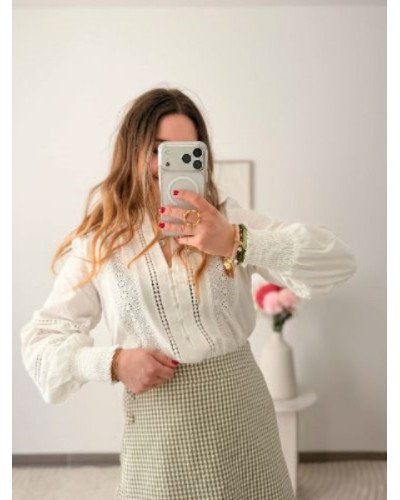 Jupe short - Vichy olive