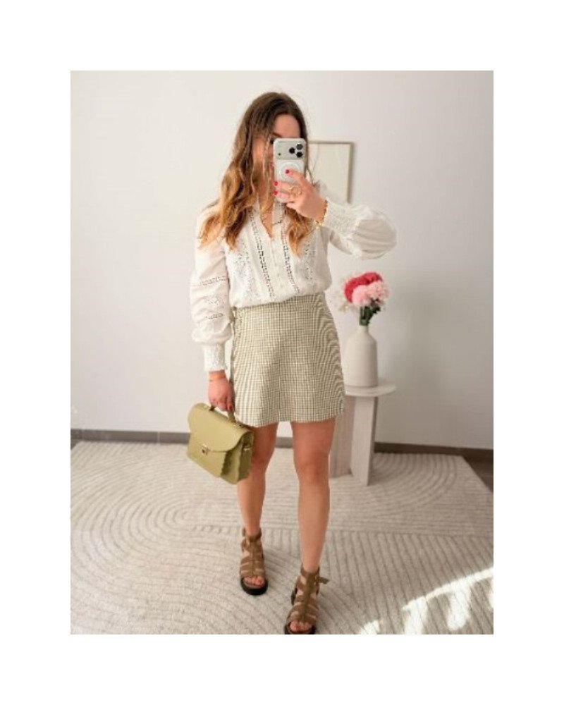 Jupe short - Vichy olive