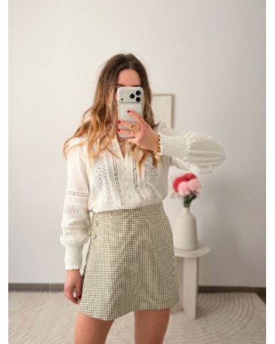 Jupe short - Vichy olive