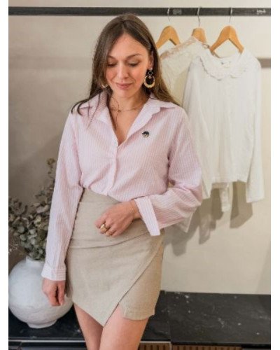 Chemisier rayé rose