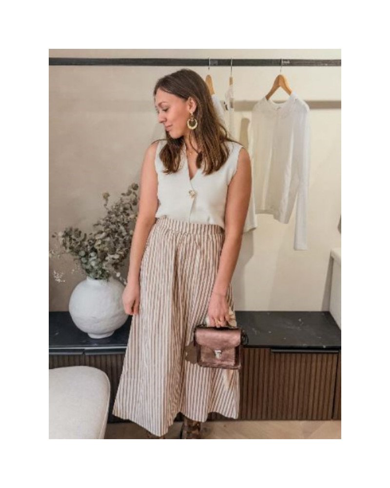 Jupe longue rayures - Beige