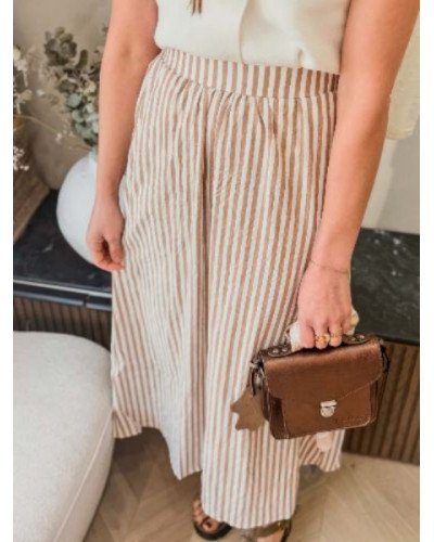 Jupe longue rayures - Beige