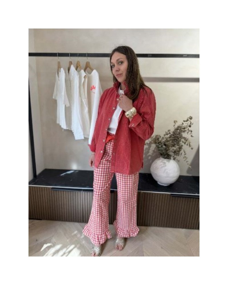 Pantalon à carreaux - Garance rouge
