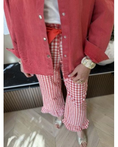 Pantalon à carreaux - Garance rouge