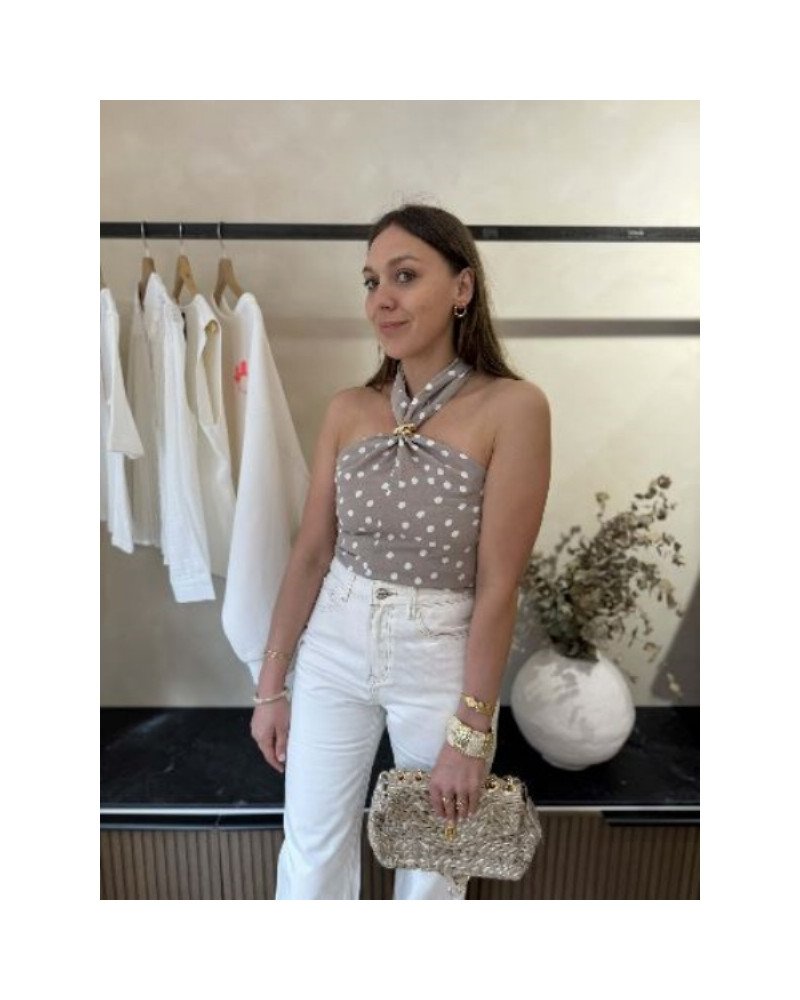 Top à pois - Gris