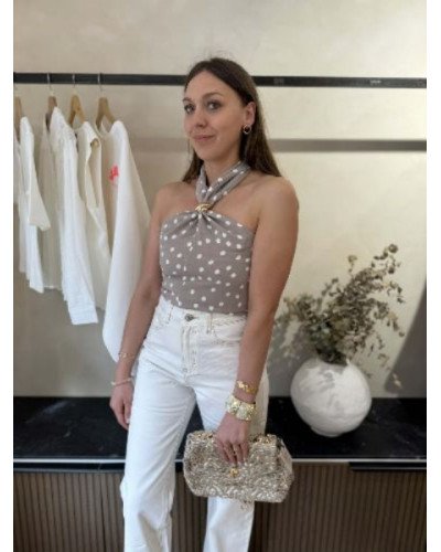 Top à pois - Gris