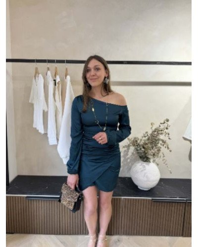 Robe en satin - Vert canard