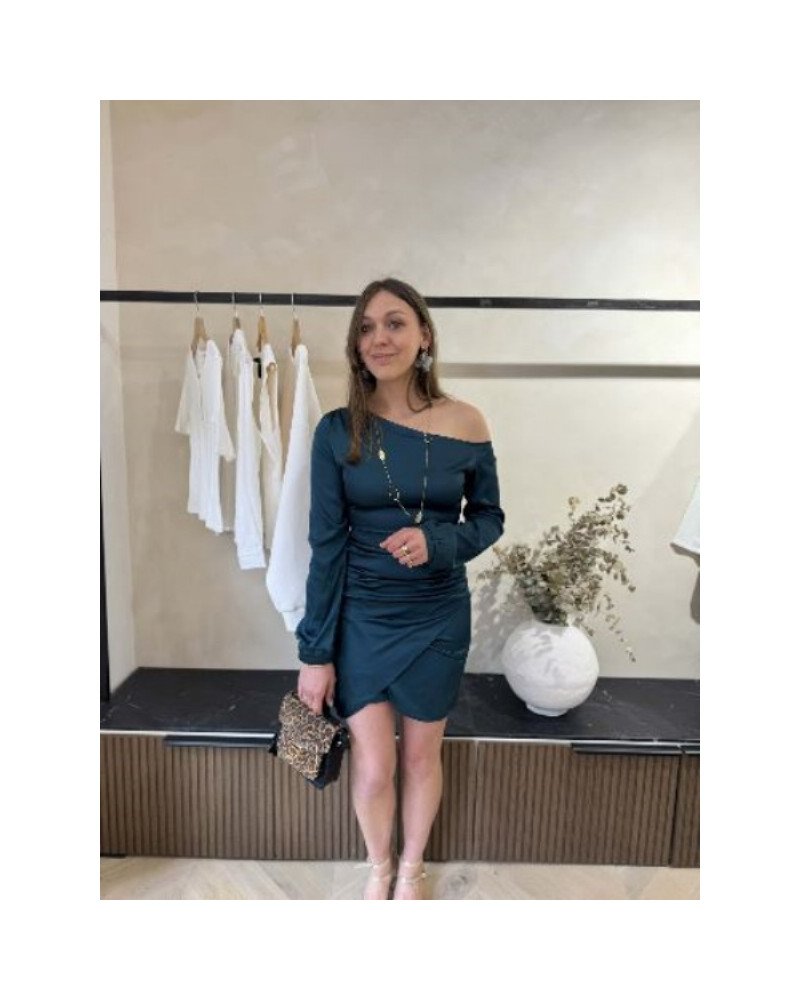 Robe en satin - Vert canard