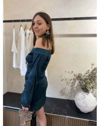 Robe en satin - Vert canard