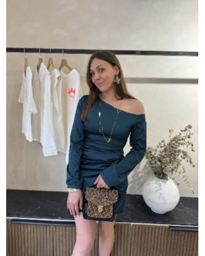 Robe en satin - Vert canard