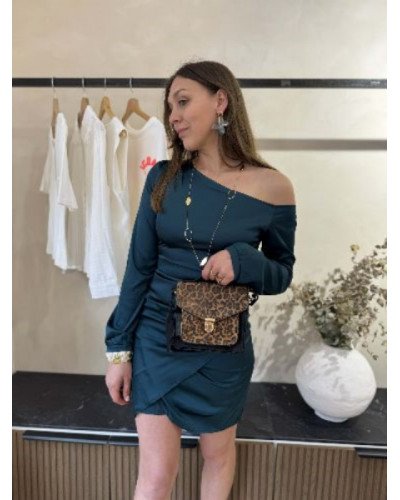 Robe en satin - Vert canard