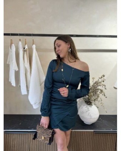 Robe en satin - Vert canard