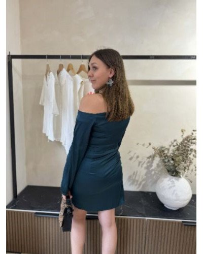 Robe en satin - Vert canard