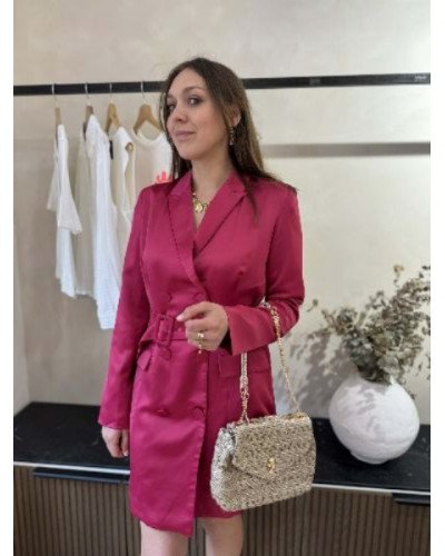 Robe blazer satinée - Fushia