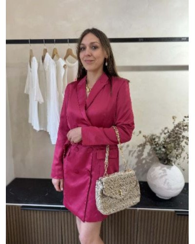 Robe blazer satinée - Fushia
