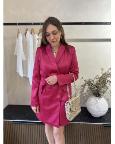 Robe blazer satinée - Fushia