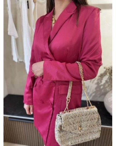 Robe blazer satinée - Fushia