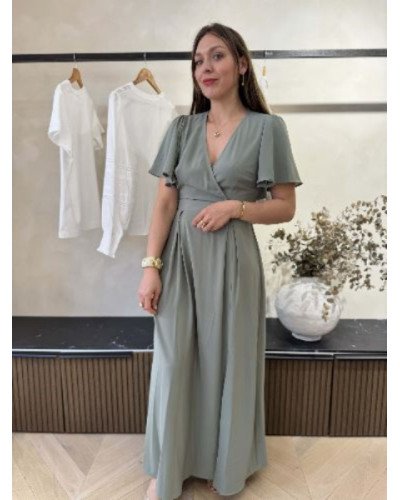 Robe longue vert eucalyptus