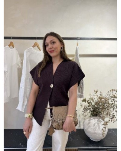 Haut maille croisé marron